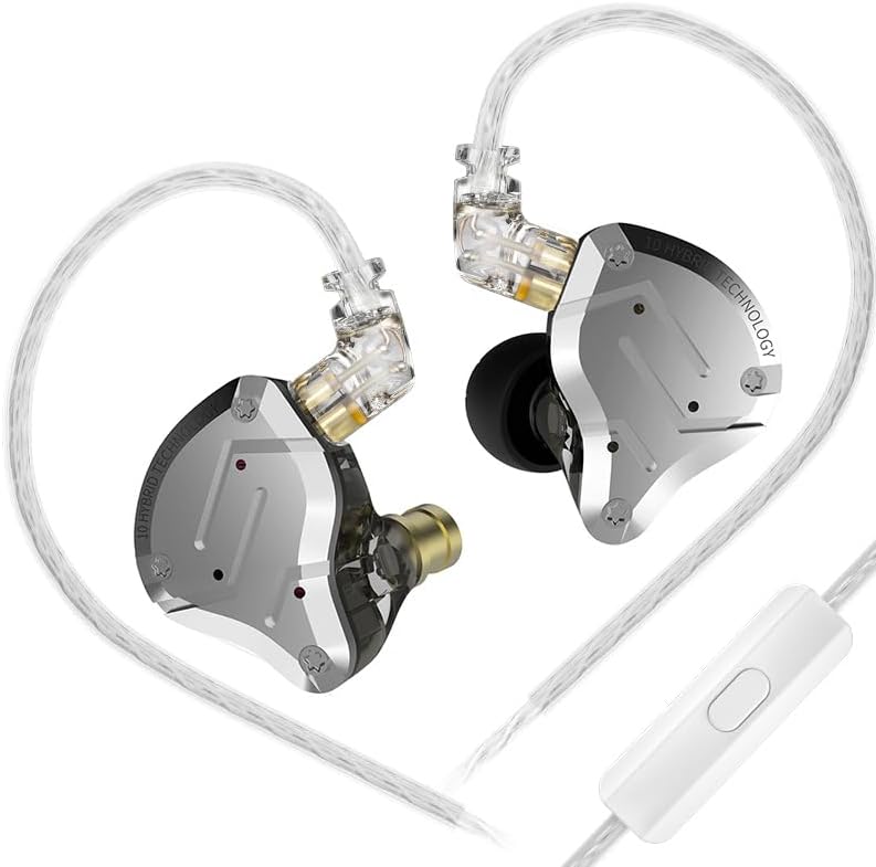 Revolutionize Your Audio Journey with keephifi KZ ZS10 Pro IEM Earphones – Featuring 4 Balanced Armature & 1 Dynamic Driver for Superior Sound Clarity, Durable Stainless Steel Design, and Detachable 2-Pin Cable – Striking Purple Finish with Integrated Mic for Effortless Communication – Noise-Isolating In-Ear Headphones for Unmatched Comfort and Versatile Device Compatibility