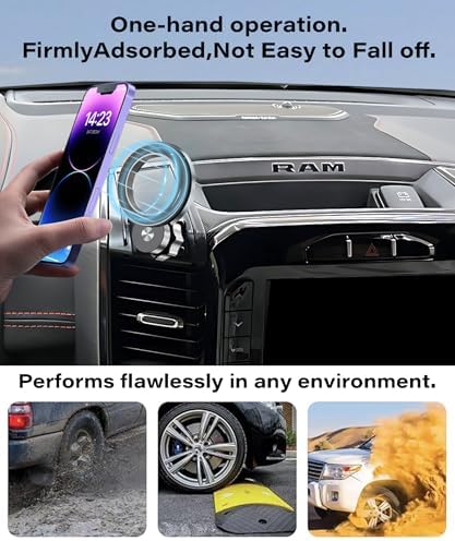 Magnetism Dodge Ram 1500/2500/3500 Phone Holder – Mag-Safe Compatible Hands-Free Car Mount with 360-Degree Rotation for Optimal Viewing – Adjustable Magnetic Cell Phone Accessory Preserving Air Vent Functionality for Safe Driving and Navigation