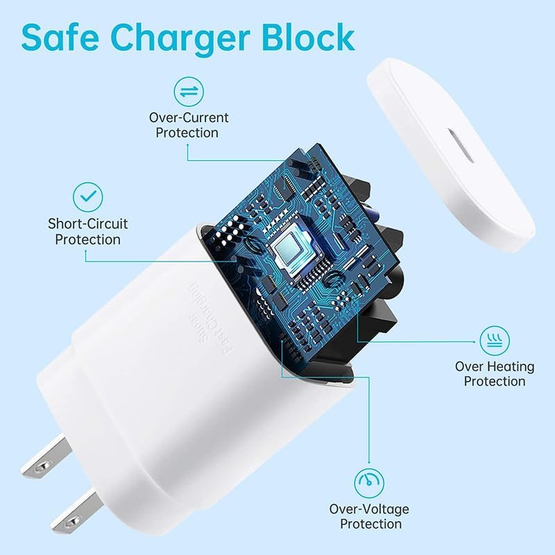 Experience Rapid Charging with Auorld 25 W Super Fast USB-C Charger & 10 FT Type-C Cable for Samsung Galaxy Devices – Ultimate Compatibility for S24, S23, S22, S21, S20, Note10, and Note20 – Portable, Durable, and Safe Power Solution for On-the-Go Use