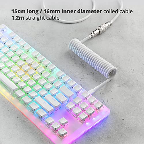 GUNMJO Pro Custom Coiled USB C Cable for Gaming Keyboards – Premium Double-Sleeved Mechanical Keyboard Accessory with Detachable Metal Aviator, 1.5 m USB-C to USB-A in Sleek Carbon Black – Ultimate Speed, Durability, and Aesthetic Upgrade for Gamers