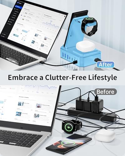 Ultimate 10-in-1 Wireless Charging Station for Samsung Devices – 300 W Power Hub with 65 W USB C Fast Charging for S25 Ultra/S24/S23/S22/Note 20, Galaxy Watch Ultra 7/6/5 & Galaxy Buds – Multi-Device Convenience and Rapid Power Delivery, Ideal for Home & Office Use