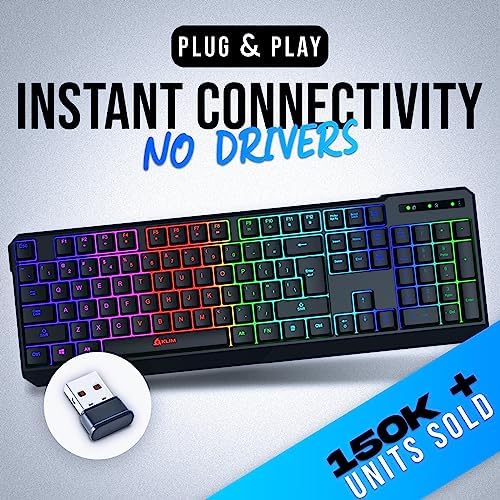 KLIM Chroma RGB Wireless Gaming Keyboard – Ultimate Performance with Long-Lasting Rechargeable Battery, Quick Typing & Water-Resistant Design for PC, PS5, PS4 & Mac – Elevate Your Gameplay with Stunning Backlighting & Enhanced Compatibility