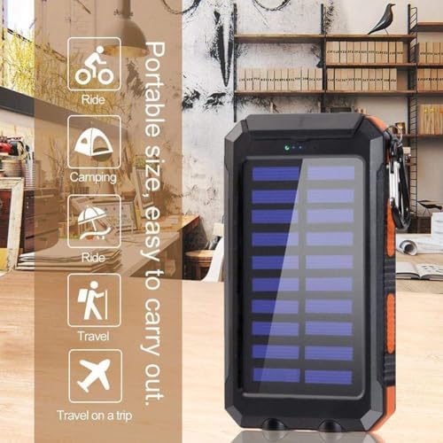 Ultimate 38800 m Ah Waterproof Solar Power Bank – Fast Charging Type-C Portable Charger for All Devices with Triple Output and LED Flashlight – Essential for Outdoor Adventures, Camping, and Travel
