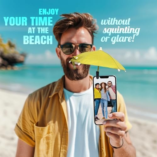 Smartphone Sunshade – Clip-On UV Protection Umbrella for Phones, Universal Fit Outdoor Accessory, Lightweight & Portable Sun Shield in Bright Yellow – Enhance Comfort & Visibility on Sunny Days