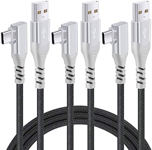 10 FT USB to C Cable 3 Pack – Fast Charging Right Angle Nylon Braided Charger for i Phone 16, Samsung Galaxy S25 & More – Superior Durability & Enhanced Comfort for Gaming & Streaming – Universal Compatibility for All Devices