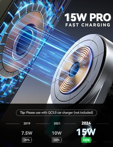 JOYROOM 15 W Mag Safe Car Mount Charger – Ultra Magnetic Wireless Charging Holder for i Phone 16 Pro Max, 15, 14, 13, 12 & Mini – Secure, Fast Car Vent Charger for Hands-Free Navigation & Communication – Sleek Design for Modern Vehicles