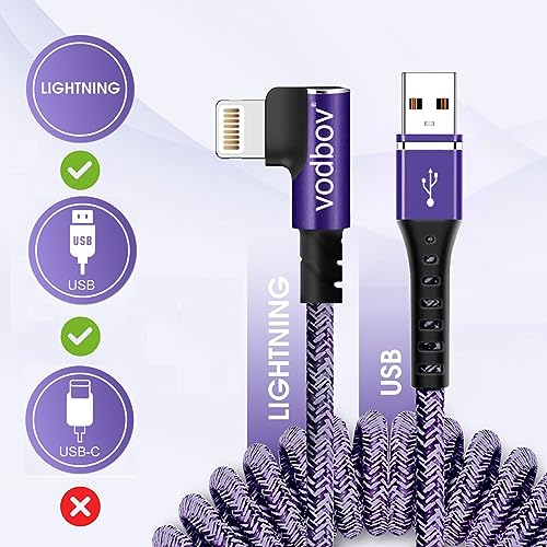 Tangle-Free Coiled i Phone Charger Cord (2-8 ft) – Zebra Black Right Angle Design for i Phone 14/13/12 Pro, Plus & Max – Fast Charging & Enhanced Compatibility for Effortless Device Powering