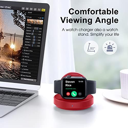Sleek Sky Blue Portable Magnetic Charging Dock for Apple Watch – Fast Wireless Charger with Nightstand Mode, Compatible with Series 10, 9, 8, 7, SE, 6, 5, 4, 3, 2, Ultra 2 – Travel-Friendly Design with Premium Charging Cable for Effortless Power and Style