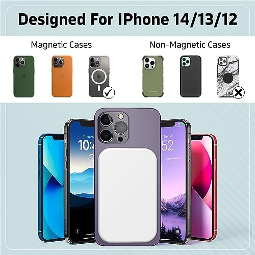 Magnetic 10,000 m Ah Wireless Power Bank for i Phone 15/14/13/12 – Fast Charging Portable Battery Pack with USB-C Cable, Sleek Black Design for Enhanced Compatibility and On-the-Go Convenience