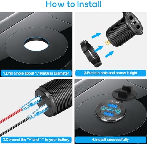 Ultimate 30 W PD Type-C & Dual QC 3.0 USB Charging Socket for 12 V/24 V Vehicles – Touch Switch Technology for Enhanced Safety & Compatibility in Cars, RVs, Trucks, and Boats – Fast Charge Multiple Devices Effortlessly