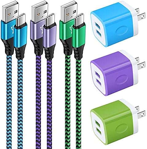 Ultimate Fast Charging Dual Port USB Wall Charger Trio – 2.1 A Quick Charge Adapter with Type C Cable for Samsung Galaxy S24 Ultra, i Phone 16, Google Pixel 9 Pro & More – Perfect Travel-Ready Power Solution for Active Lifestyles