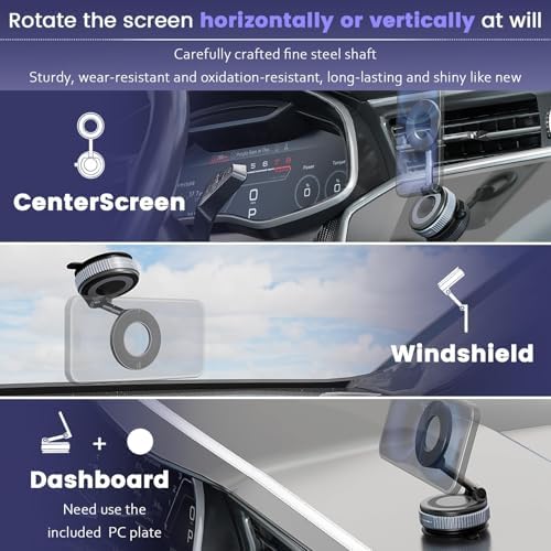 Upgraded Vacuum Magnetic Suction Cup Phone Holder Stand for Magsafe, 360° Adjustable with Swivel Lock, Foldable 89+LBS Strongest Suction, for Your Car/Gym/Kitchen/Mirror – Enhanced Compatibility and Speed