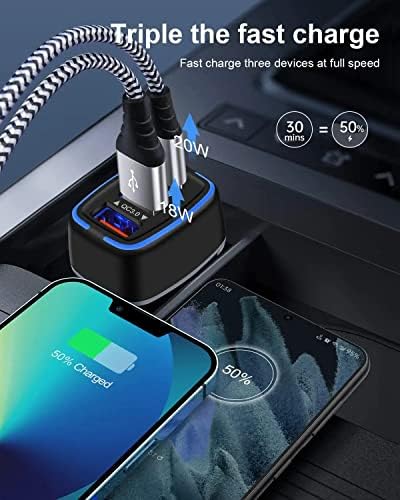 AILKIN 56 W PD USB C Car Charger – Ultra-Fast Multiport Charging Solution with 3 Ports for i Phone, Samsung Galaxy, LG, Google Pixel, and More – Compact, Safe, and High-Efficiency Automotive Charging Adapter for All Your Devices