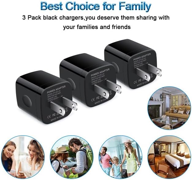 Compact Travel Wall Charger Cube – 3 Pack Single Port USB Power Adapter for Fast Charging – Compatible with Samsung Galaxy S24/S23, Note 20/10, Moto G7/G6, LG Stylo 6/5/4 – Efficient and Reliable Power Solution for On-the-Go Charging
