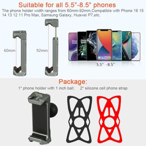 1 Inch/25mm Ball Mount Phone Holder Compatible with RAM mounts B Size Double Socket Arm for Car Bike Motorcycle Phone Mount with 1″ Ball – Enhanced Compatibility and Speed