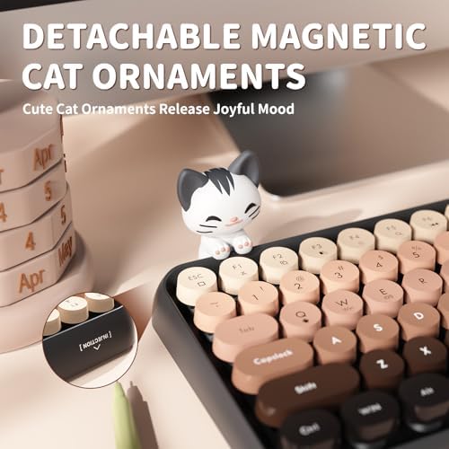 FELICON Retro Mini Wireless Bluetooth Keyboard – Portable 84-Key Typewriter Design for Android, i Pad, Windows & PC – Perfect Companion for Home & Office with Enhanced Compatibility and Rechargeable Battery