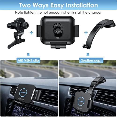 15 W Dual Coil Fast Wireless Car Charger for Samsung Galaxy Z Fold Series – Smart Qi Car Mount for Air Vent & Dashboard with Enhanced Charging Efficiency and Safety Features