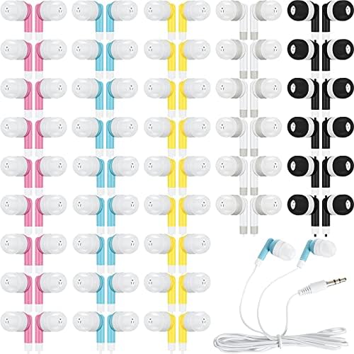 Kigeli Bulk 100 Pack Kids Earbud Headphones – Vibrant Multicolor Wired Earphones for Enhanced Classroom Learning and Group Activities – Disposable 3.5 mm In-Ear Design for Optimal Sound Isolation – Versatile Audio Solution for Schools, Libraries, and Personal Use – Lightweight, Portable, and Easy to Clean for Students and Adults
