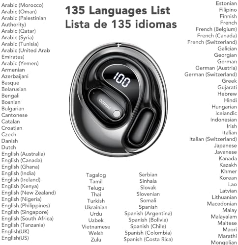 Elevate Your Global Communication with MINISO MS190 AI Translation Earbuds – Cutting-Edge 3-in-1 Multilingual Headphones Featuring Real-Time Translation in 135 Languages, Ideal for Travelers and Professionals, Compatible with i OS & Android Devices, Designed for Comfort with Noise Cancellation for Clear Sound Quality and Extended Use