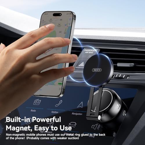 Electric Vacuum Magnetic Suction Phone Holder,XO Adjustable and Foldable Car Mount,Strong Magnetic Car Phone Holder for iPhone16/15/14/13/12,for Shower/Car/Mirror(Light Grey – Enhanced Compatibility and Speed