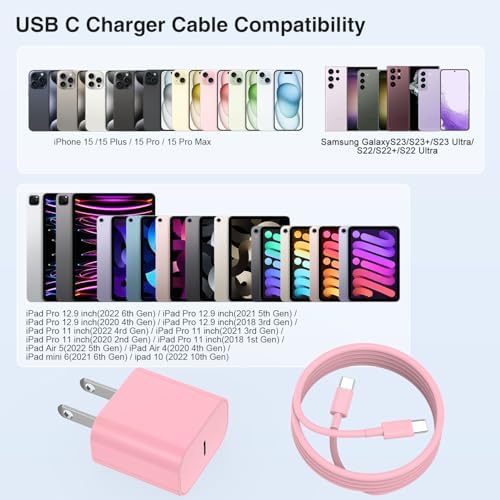 Elevate Your Charging Experience with the 20 W USB-C Power Adapter & 10 ft Type C Cable – Perfectly Engineered for i Phone 16/15, i Pad Pro, and Air Pods – Compact Wall Charger for Accelerated Power Delivery and Unmatched Portability – Superior Charging Speed for All Your Apple Devices on the Go