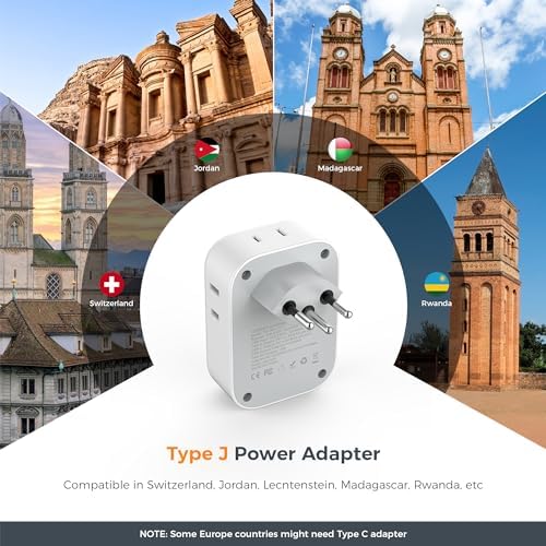 TESSAN Dual Pack European Travel Adapter with 4 AC Outlets and 3 High-Speed USB Ports – Ultimate International Power Converter for Seamless Device Charging in Italy, Spain, France, Portugal, Germany, and Iceland – Essential Travel Accessory for Modern Explorers