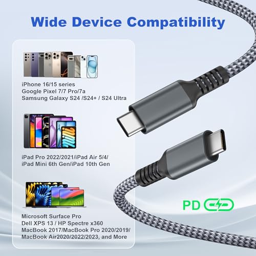 Basesailor iPad Mini 7 Charger Cable 10FT,USB C to USB C Cord 100W with USB Adapter,Fast Power Delivery Charging Cord for Apple iPhone 16 15 Pro Max Plus,iPad 10th Air 4th 5th Generation,AirPods 4,S24 – Enhanced Compatibility and Speed