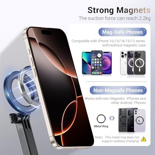 Versatile Magnetic Neck Mount for i Phone & Action Cameras – Hands-Free POV/Vlog Selfie Holder with Adjustable Arms for Ultimate Stability and Comfort – Ideal for Creators on the Go – Perfect for i Phone 16, 15, 14 Series & Android Devices – Capture Stunning Shots Effortlessly