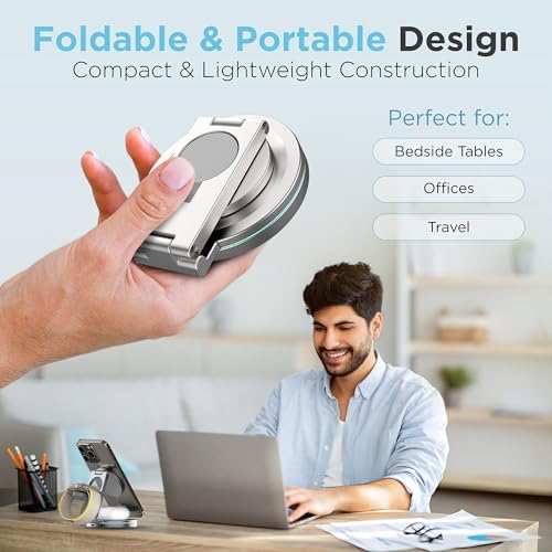 Revolutionize Your Charging Experience with the Rod & Go 3-in-1 Magnetic Wireless Charger – Compact Foldable Dock for i Phone, Apple Watch, and Air Pods – Fast, Mag Safe-Compatible Power Station for On-the-Go Convenience and Enhanced Device Compatibility