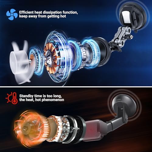 Aluminum Alloy Magnetic Car Phone Holder with 15 W Fast Charging – 360° Adjustable Rotation for Optimal Viewing, Secure Large Suction Cup for Windshield & Dashboard, Perfectly Compatible with i Phone 16/15/14/13/12 Series and All Qi-Enabled Devices – Effortless Navigation & Charging on the Go