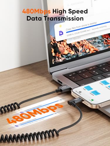 Revolutionize Your Charging Experience with the Cable Creation 5 ft Retractable USB-C Coiled Cable – Fast 3 A Charging for Android Auto, Apple Car Play, i Phone 15/16, and More – Durable, Tangle-Free Design for Effortless Data Sync and Seamless Connectivity Across All Type C Devices