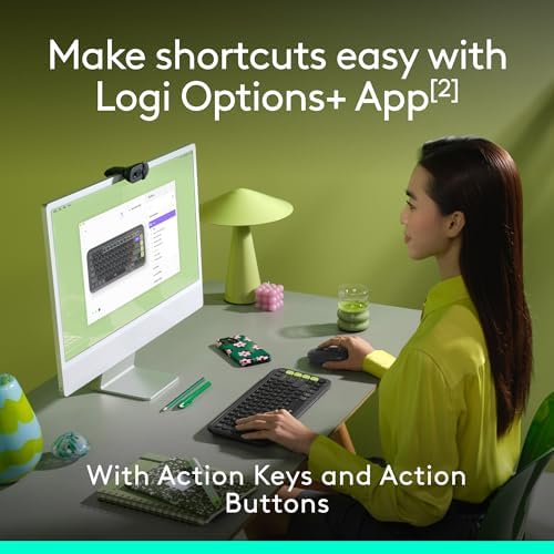Elevate Your Workspace with the Logitech POP ICON Wireless Bluetooth Keyboard – Stylish Graphite & White Design, Effortless Multi-Device Switching, Comfortable Low-Profile Typing, and Customizable Keys for Enhanced Productivity on Laptops, Tablets, and PCs