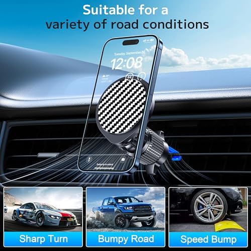 Mag Safe Car Mount: Premium Magnetic Phone Holder for Hands-Free Driving – Compatible with i Phone 15, 14, 13 Pro Max, Pro, Mini & All Smartphones – Strong Magnet Design for Secure Vent & Dashboard Installation – Elevate Safety and Style on the Road