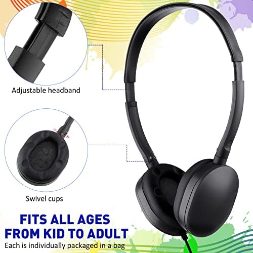 Elevate Classroom Engagement with Konohan Kids Headphones – Bulk 18-Pack Adjustable Wired Earphones for Students, Teens, and Adults, Offering Universal 3.5 mm Compatibility and Superior Sound Quality – Durable and Comfortable for All Learning Environments