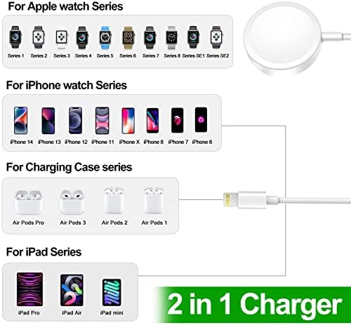 Advanced 2-in-1 Apple Watch and i Phone Magnetic Charger with 15 W USB-C Adapter – MFi Certified Fast Charging Cable, 6 FT Length for Enhanced Compatibility and Versatile Power Solutions for Apple Watch Series 9/8/7/6/SE/5/4 and i Phone 14/13/12/11