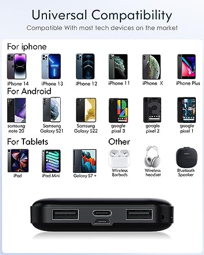 Feeke 15,000 m Ah Dual USB Portable Charger – High-Speed Power Bank with 5 V/3.1 A Output for Rapid Device Charging – Ideal for Smartphones, Tablets, and USB Gadgets – Sleek Black Design for Effortless Portability and Enhanced Device Compatibility