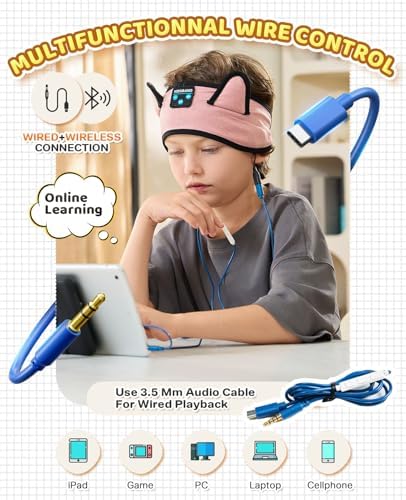 Ultimate Kids Bluetooth Headphones for Safe and Stylish Listening – Versatile Wired Playback Option with Volume Limiting Technology – Durable and Lightweight Design for Travel, School, and Home Use – Adjustable Headband for Customized Comfort – Compatible with Kindle, Tablets, and Cell Phones – Perfect for Boys and Girls