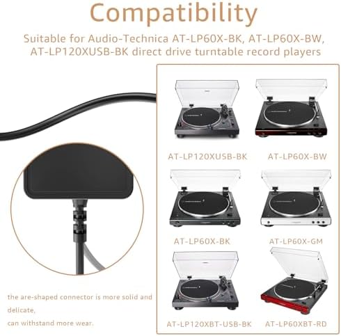 High-Efficiency 12 V Turntable Power Adapter with 6.56 Ft Cord – Ideal for Audio Technica AT-LP60 & AT-LP120 Models – Unmatched Reliability for Vinyl Aficionados – Elevate Your Sound Experience with Consistent Power and Effortless Setup