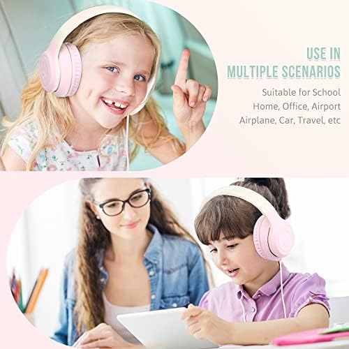 Rockpapa L22 Purple Over-Ear Headphones for Kids & Women – Lightweight, Foldable, and Durable Wired Design with Built-In Microphone for Clear Hands-Free Communication, Perfect for School, Travel, and Daily Use – High-Quality Stereo Sound and Tangle-Free Cord for Seamless Audio Enjoyment