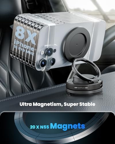 Mag Safe-Compatible 360° Rotating Car Phone Holder – Versatile Foldable Suction Cup Mount for All Smartphones – Superior Vacuum Grip Ensures Ultimate Security for Any Vehicle – Drive Safely & Stay Connected Effortlessly