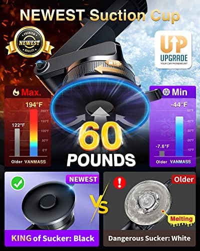 VANMASS Pro Universal Car Phone Mount with 2025 Super Suction Cup – Ultimate Cell Phone Holder for Safe Driving, Compatible with i Phone 16 Pro Max, 15, 14, 13 & Samsung Android Devices – Easy Installation, 360-Degree Rotation, and Enhanced Stability for Windshield, Dashboard, and Vent Use