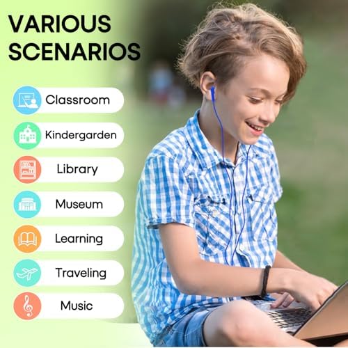 Engaging 50-Pack Kids Wired Earbuds for Classroom Learning | Durable, Lightweight 3.5 mm Headphones Compatible with Chromebooks & PCs | Vibrant Multi-Colored Earphones for Group Activities & Interactive Education
