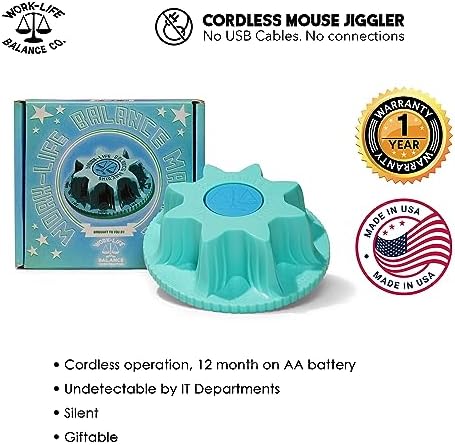 Stay Productive with Our Wireless Mouse Jiggler – No Software, No USB, Just Effortless Motion! Enjoy 12 Months of Battery Life for Seamless Operation – Ideal for Home Office, Long Meetings, and Automated Tasks – Sleek Black Design for Enhanced Compatibility and Efficiency