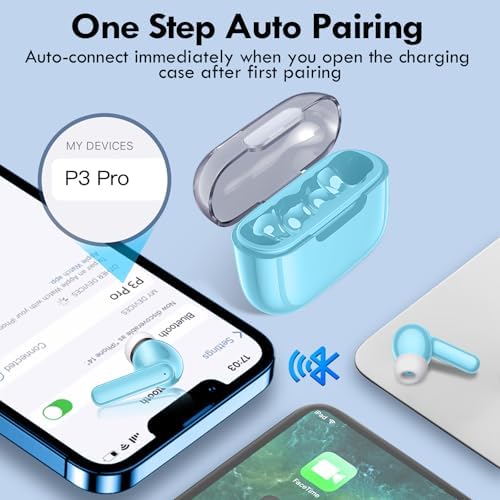 Kurdene Bluetooth 5.3 Wireless Earbuds – Stylish Pink Deep Bass Earphones with 48-Hour Playtime, Sweatproof Design for Active Lifestyles, Crystal-Clear Call Quality, and Ultra-Lightweight Comfort for On-the-Go Audio Excellence