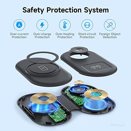 Efficient RELAXYO 3-in-1 Wireless Charging Station for i Phone 15-11, Apple Watch Series 9-4, and Air Pods 3/2/Pro – Fast, Compact Charger for Tech Enthusiasts & Travelers, Tidy Cable-Free Solution for Home and Office Use