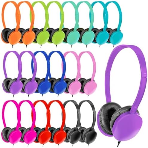 Bulk 15-Pack Kids Headphones for Classroom Learning – Colorful, Durable Earphones for Toddlers, Teens, and Adults – Optimal Audio Solution for School and Home Study Environments with Enhanced Device Compatibility