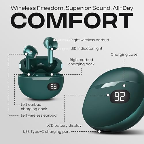 Gabba Goods Bliss Wireless Bluetooth Earbuds – Ultimate Ergonomic In-Ear Fit with Touch Controls for Seamless Audio Experience, 6-Hour Playtime & Built-in Mic for Crystal Clear Communication – Perfect for Travel, Gym, Home & Gaming Compatibility in Stylish Black Finish