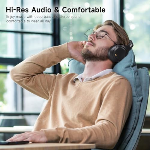 IFECCO Bluetooth 5.4 Over-Ear Headphones with Advanced Active Noise Cancelling – Immerse Yourself in Hi-Fi Stereo Sound with 100-Hour Battery Life – Ultimate Comfort for Travel, Office, and Home Use – Effortless Pairing & Wide Compatibility for Enhanced Connectivity
