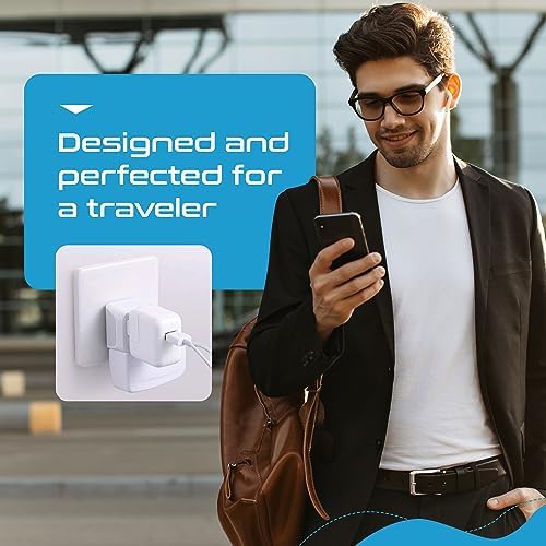 Ultimate Universal Travel Adapter: 35 W Fast Charging Power Converter with PD & QC 3.0, Dual USB-C & Triple USB Ports for Seamless Global Connectivity – Compatible with Type A, C, G, I Outlets for Effortless Charging Across EU, US, UK & Beyond – Perfect Travel Companion for Modern Explorers