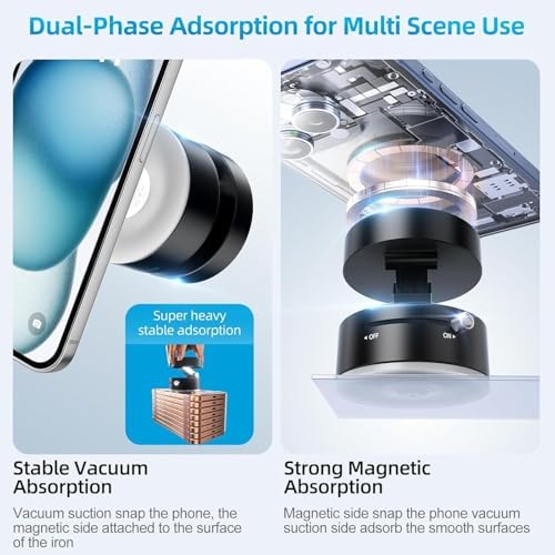 Vacuum Magnetic Suction Phone Holder,2025 Upgraded Adjustable Suction Cup Car Phone Mount,Foldable and Retractable Mobile Phone Holder for Car/Gym/Mirror/Smooth Surface to iPhone 16/15/14/13/12 Series – Enhanced Compatibility and Speed